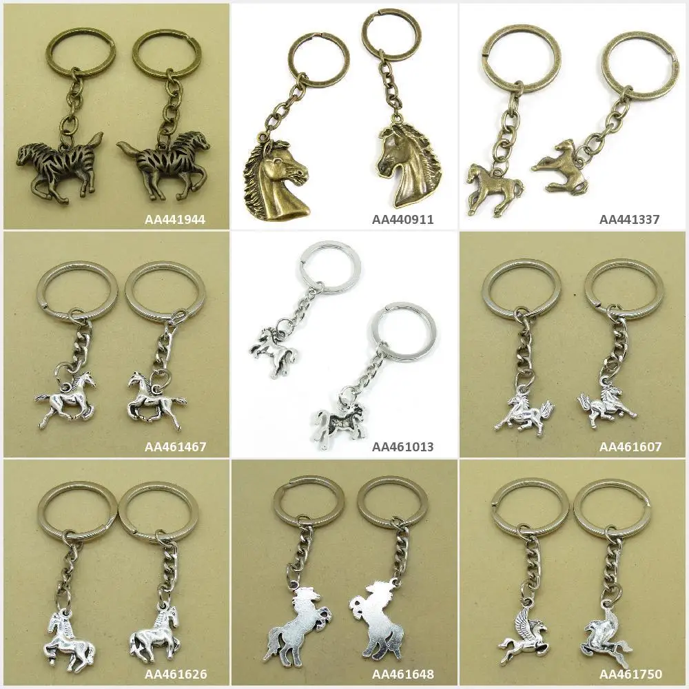 Античное серебро с оттенком бронзы брелок Pegasus бегущая лошадь пони Китайский