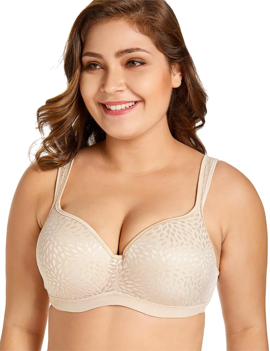 

Women's Foam Contour Jacquard Full Cup Support Plus Size Underwire Bra