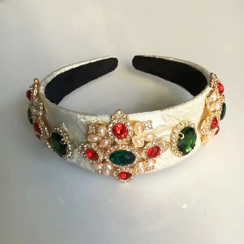 Baroque Sequins Flower Crown Pearl Headband Wedding Jewelry Hair Accessories Handmade Full Crystal Bead Dream bijoux cheveux | Украшения и