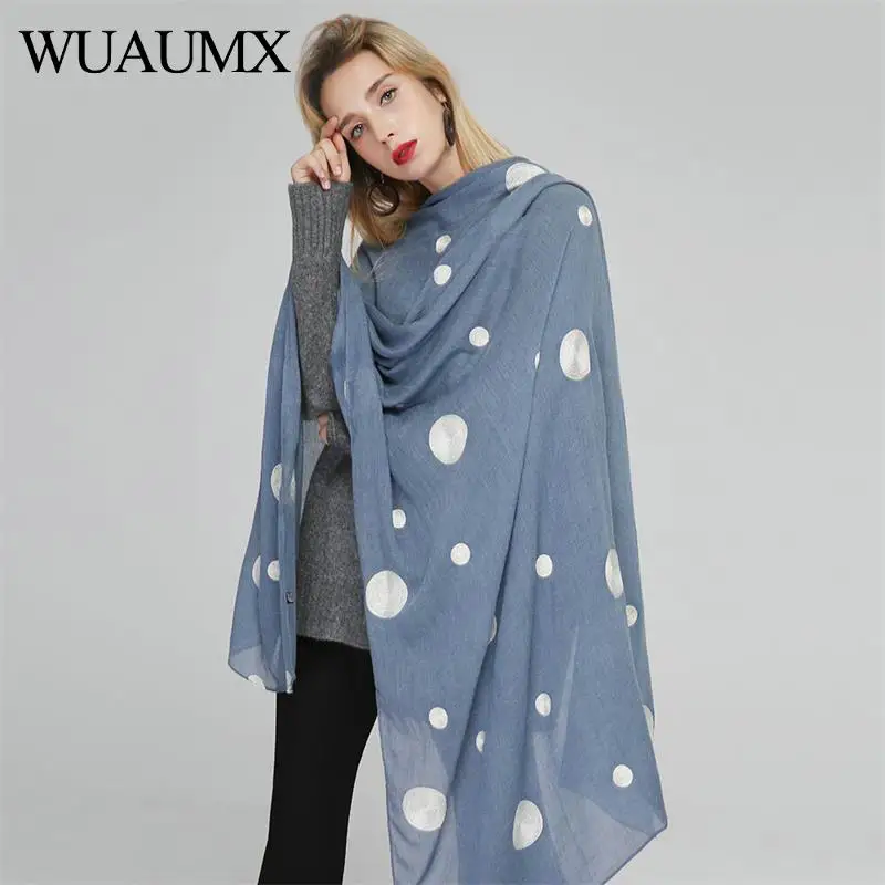 Wuaumx новая весна Для женщин шарф Хлопок Мягкие Тонкие шарфы палантины Dot Pattern