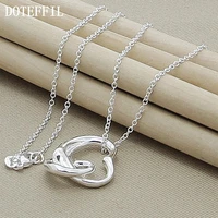 doteffil 925 sterling silver 18 inch chain double heart pendant necklace for women wedding engagement fashion charm jewelry