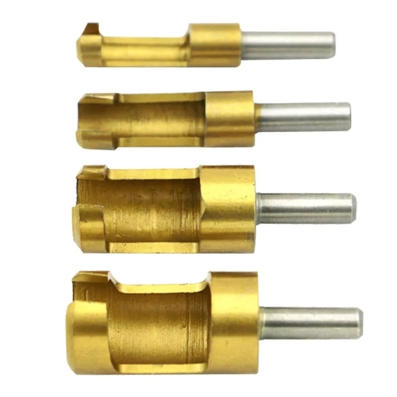 

4Pcs/set Titanium Shank Barrel Cork Drill Bit Plug Cutter Bored Hole Tenon Drills 6mm 8mm 13mm 16mm Woodwork Power Tool Sets