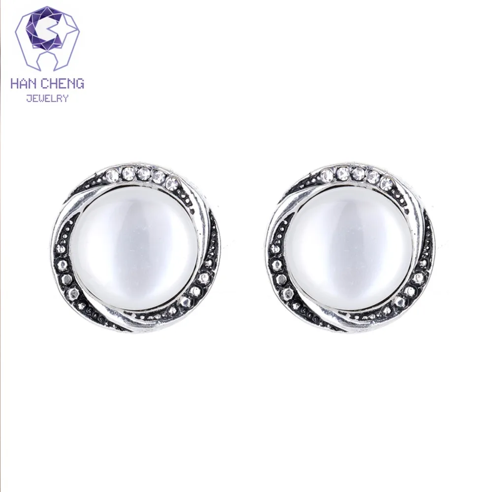 Новые Круглые Серьги HanCheng в виде драгоценных камней стразы Женские Ювелирные