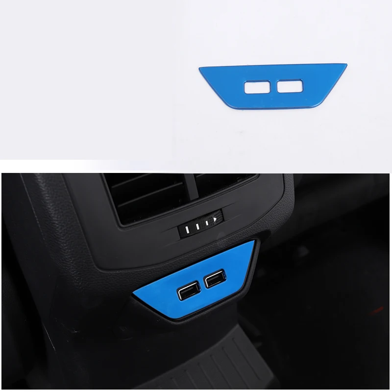 Lsrtw2017 нержавеющая сталь автомобиль Подлокотник задний usb-порт Панель Планки для volkswagen t-roc