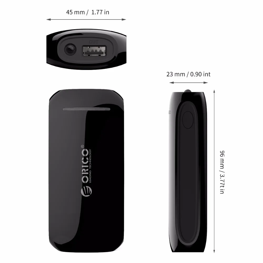 ORICO 4000 мАч Зарядное устройство 5V1A Зарядка для смартфонов с 30 см Micro USB кабель портативный для переноски Черный ABS