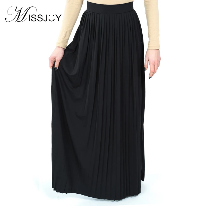 Женская плиссированная юбка MISSJOY однотонная длинная юбочка с высокой талией в