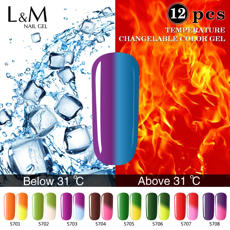 12 шт набор температурный гель Светодиодный УФ Гель-лак Набор ногтей для