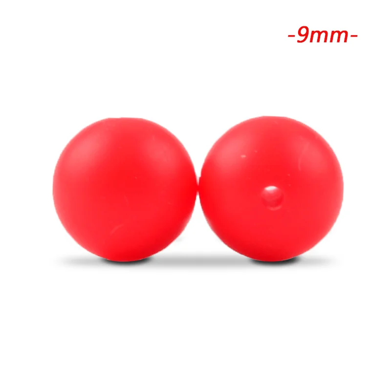 scarlet red LOFCA 50 шт./лот, силиконовые бусины 9 мм, свободные бусины-прорезыватель для зубов, детская игрушка-прорезыватель для зубов, жевательные бисероплетения, не содержит Бисероплетение, для изготовления ювелирных изделий - Цвет: scarlet red