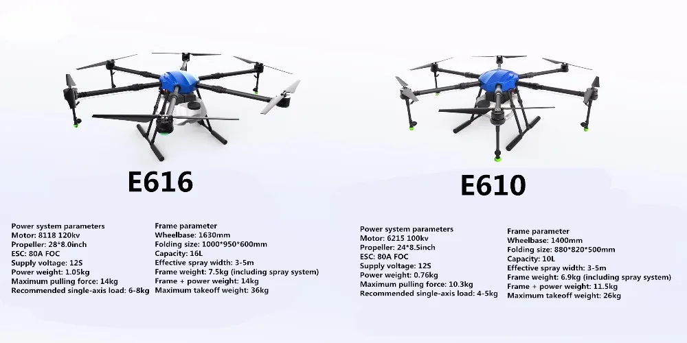 EFT E610 шестиосевой сельскохозяйственный распылитель 10л 10 кг Дрон 1400 мм Колесная база складная рама с hobbywing X6 комплект системы питания