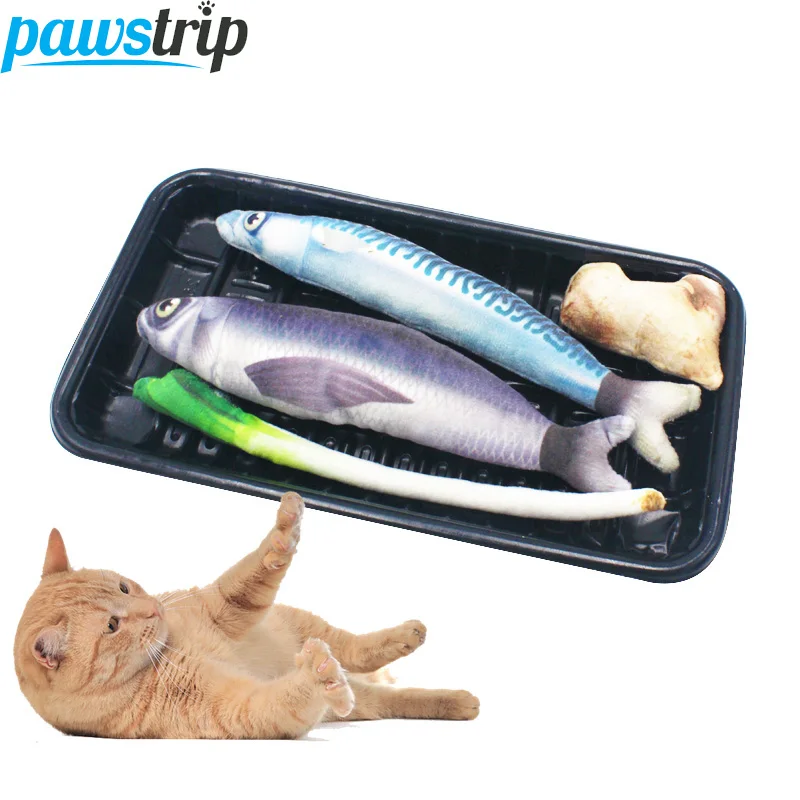 

pawstrip 2018 New Pet Cat Toy Simulation Fish With Catnip Toy For Cats Interactive Kitten Catnip Pillow Toys