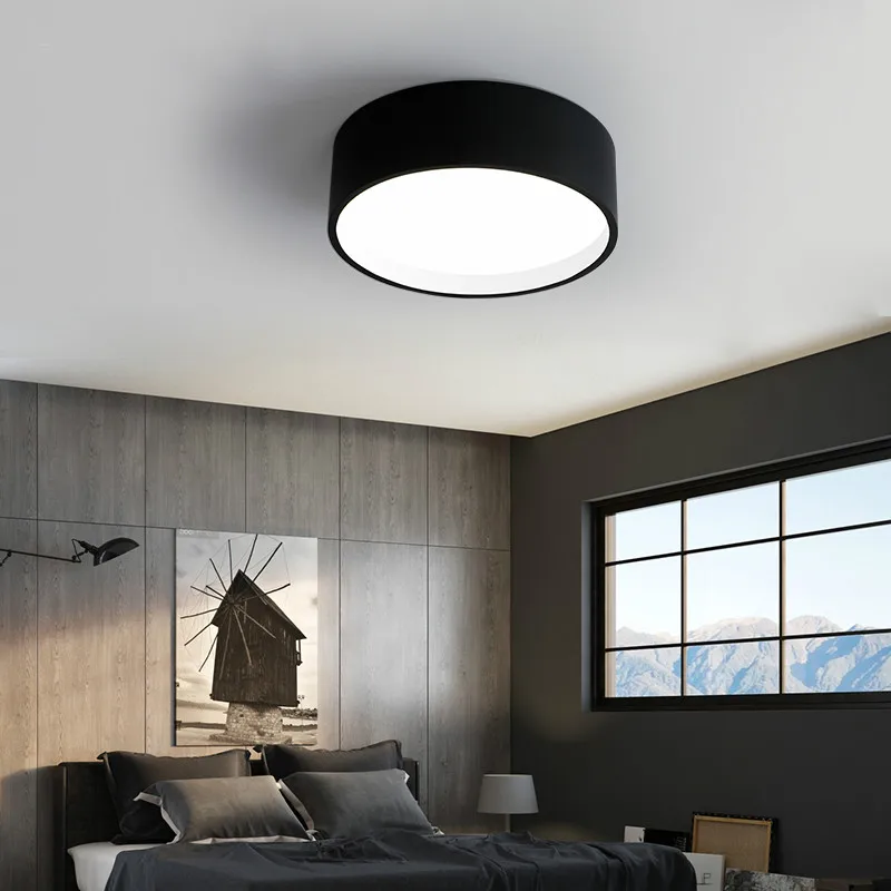 

Modern brief bedroom circular black/white iron LED ceiling lamp home deco living room acrylic ceiling light fixture
