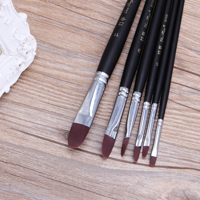 Набор кистей для рисования акриловыми волосами 6 шт.|Кисти рисования| |