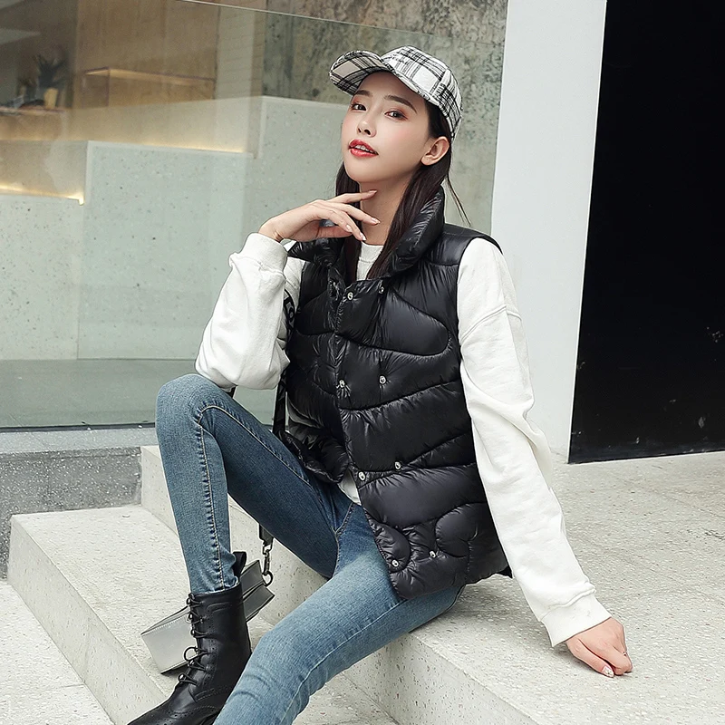 Новинка зимняя модная Женская Толстая жилетка теплый короткий жилет с