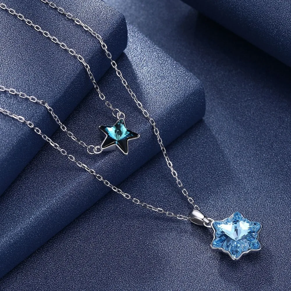 Женское Ожерелье с кристаллами Swarovski LEKANI ювелирное ожерелье в виде снежинки 925