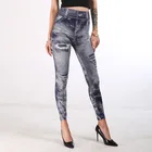 INITIALDREAM 2020 имитация ковбойских штанов с принтом Леггинсы для женщин с высокой талией; Эластичные узкие брюки размера плюс 3XL сексуальные леггинсы из джинсовой ткани