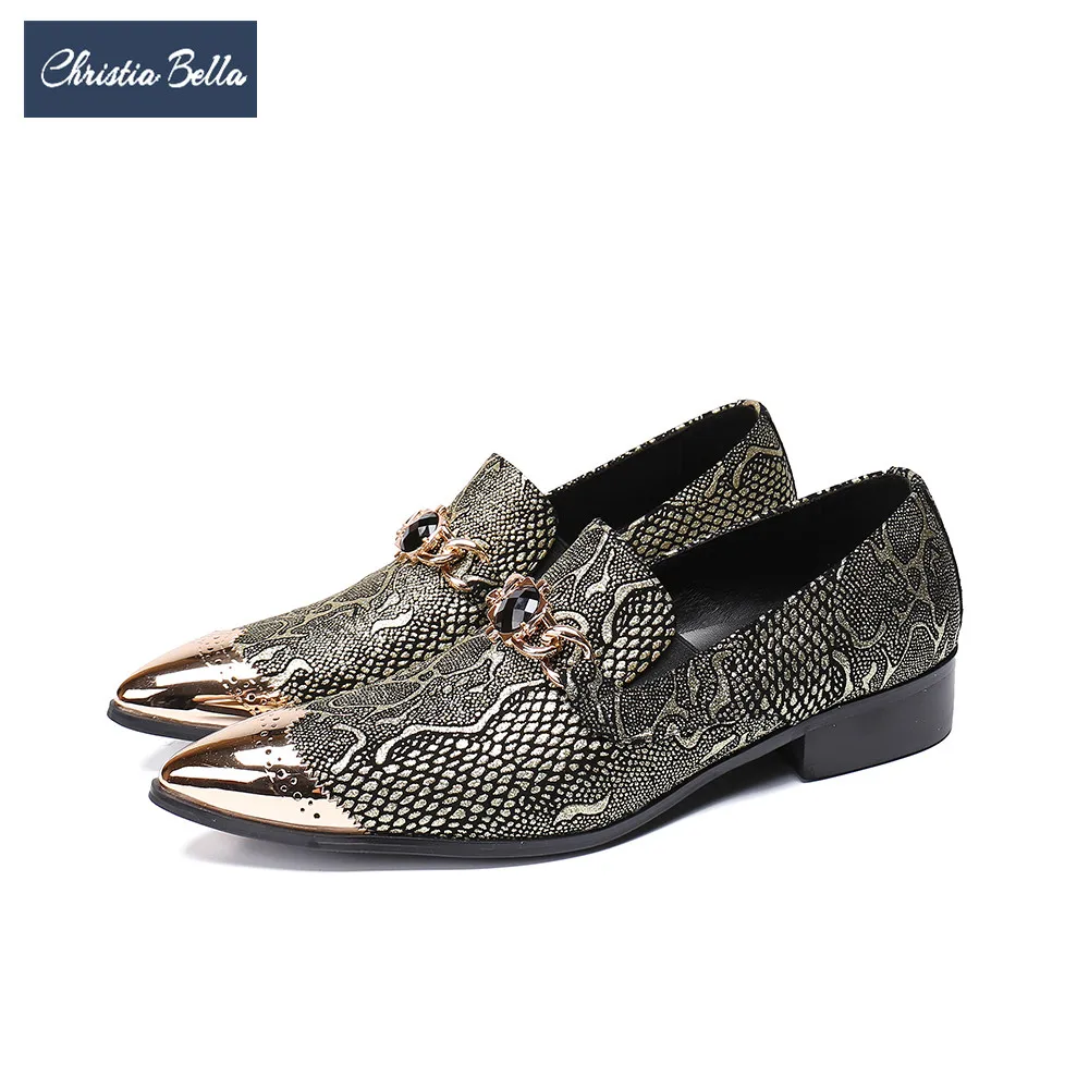 

Christia Bella British Gold Bullock Carved Men Dress Shoes Genuine Leather Business Shoes Wedding Men Formal Shoes Plus Size