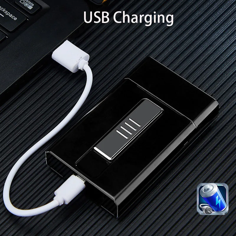 Портативный USB чехол для электронной сигареты с зажигалкой 20 шт. держатель для сигарет usb зарядка Зажигалка гаджеты для женщин коробка для сигарет