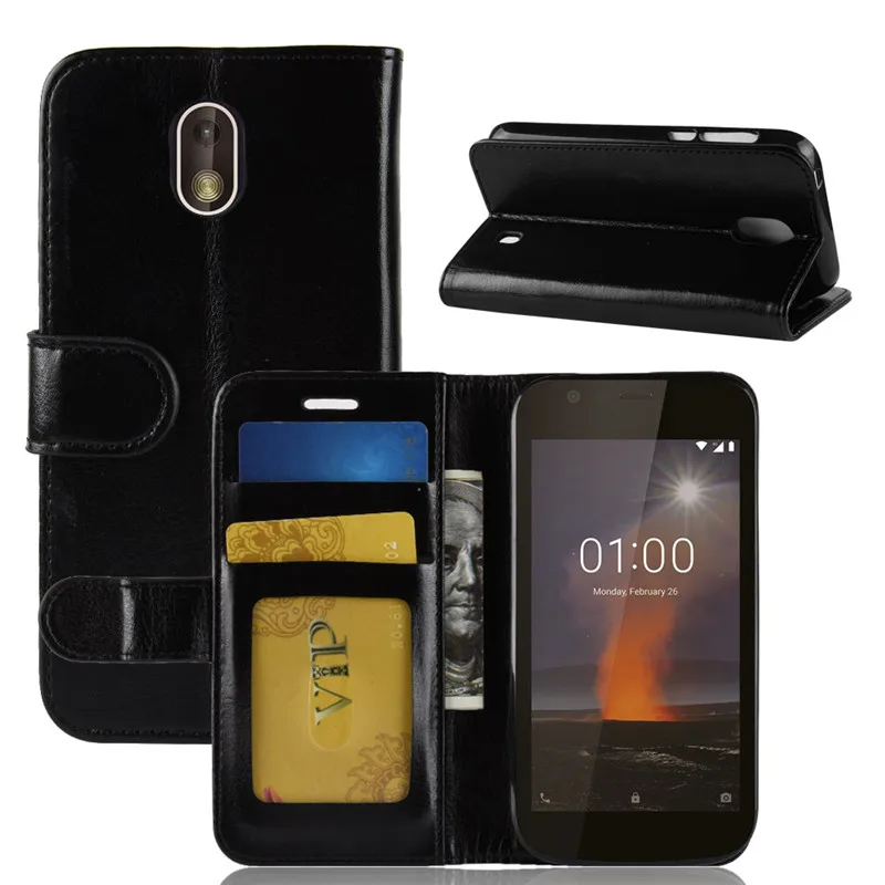 Для Nokia 1 чехол 2018 Чехол Флип Роскошный для телефона из искусственной кожи TA-1047