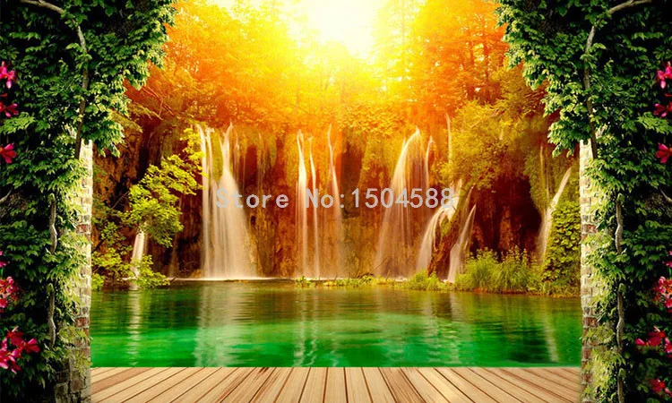 3D обои лесной водопад природа пейзаж фотообои классический фон для гостиной настенный Декор Papel де Parede 3D