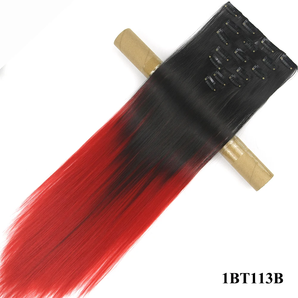 NC/4HL Soowee 24 дюймов 7 шт./компл., 16 клипс для наращивания на всю голову прямые синтетические шиньоны жаропрочных черный серый эффектом деграде(переход от темного к(Реми), накладные волосы на застежке - Цвет: NC/4HL