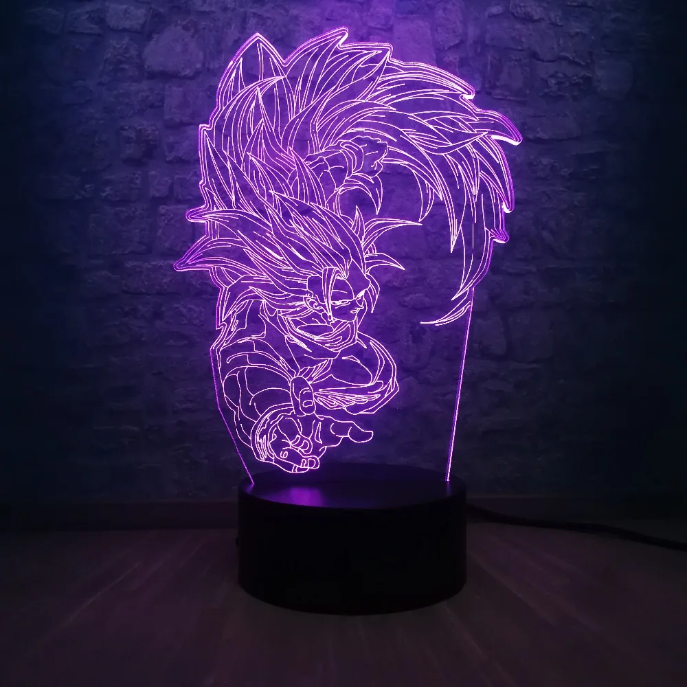 Светодиодный 3d-ночник настольная лампа Жемчуг дракона Супер Saiyan обезьяна Сон Гоку 7 цветов изменить мальчик ребенок игрушка Спальня Декор USB База переключатель
