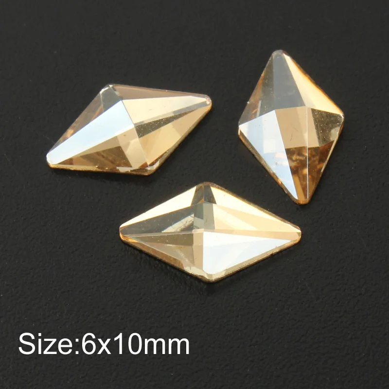 Rhombus 6x10mm Новая волна, стразы в форме шампанского, 30 стилей, цветные камни с плоской задней поверхностью, 30 шт/100 шт, для 3D украшения ногтей - Цвет: Rhombus 6x10mm