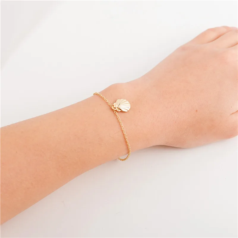 Clam Sea Shell Браслет геометрические морские пляжные украшения Ариэль Conch Sector Cowrie Seashell