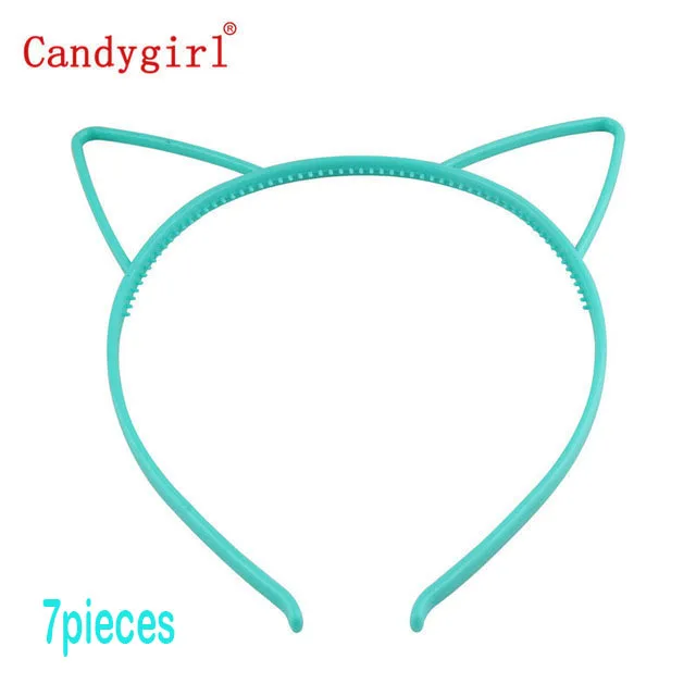7pcs blue cat 7 шт., милая пластиковая повязка на голову с кошачьими ушками, яркие цвета, единорог, корона, повязки на голову, для девочек, для детской вечеринки, для ежедневного украшения, аксессуары для волос - Цвет: 7pcs blue cat
