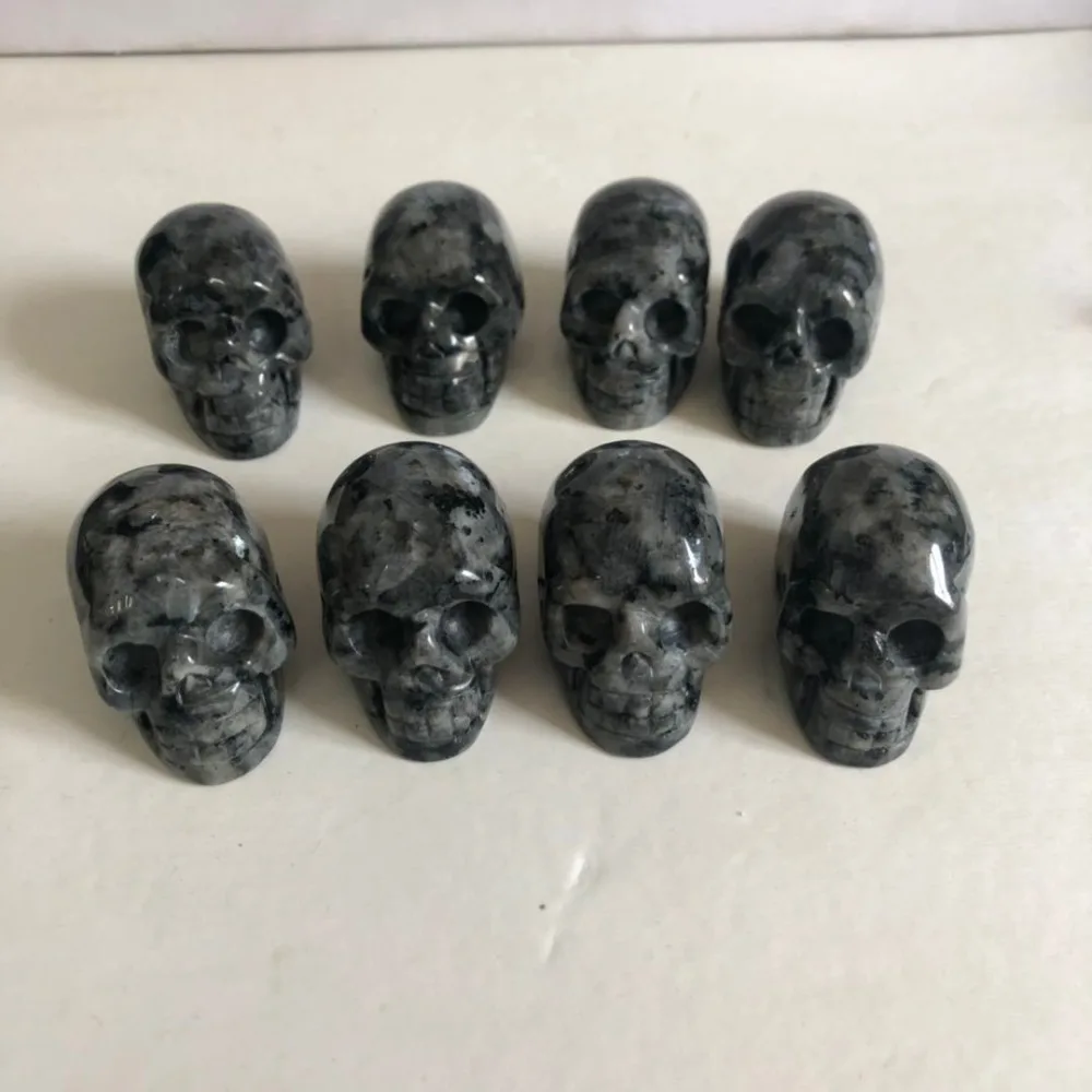 2 &quotрезная головка черепа из натурального черного Лабрадорита кварцевый камень
