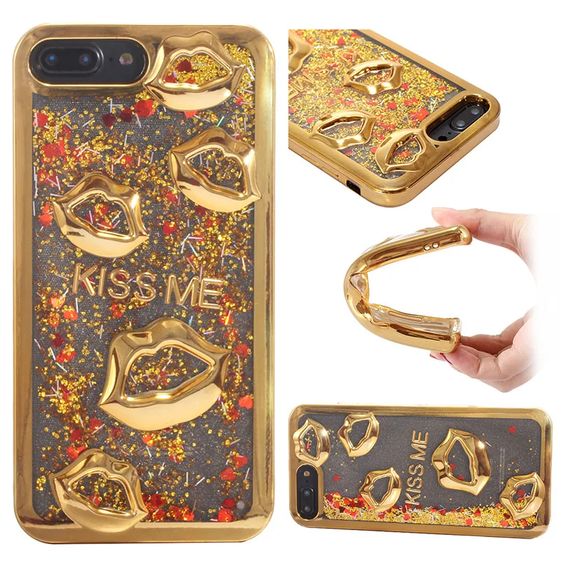 Nephy Bling Sexy Kiss Quicksand Case For iPhone 6 6s 7 8 Plus 5 5s se X Samsung Galaxy S7 Edge S8 S9 Soft Cover |