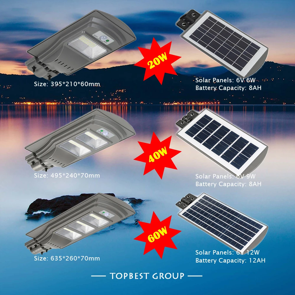 Solar Integrated LED Street Light 60W IP65 led Road Outdoor Lamp | Освещение