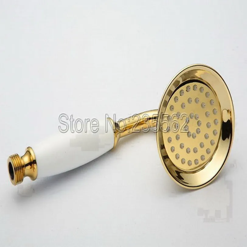 Modern Gold Color Brass Rain Shower Faucet Set Dual Handle Tub Mixer Tap With Hand lgf396 | Обустройство дома