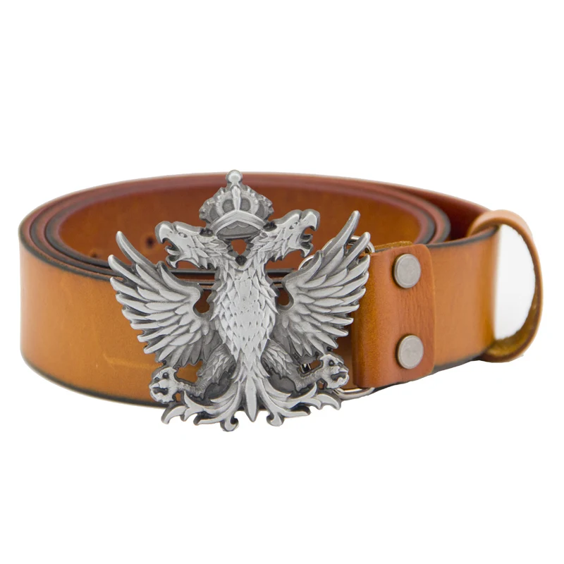 Мужской ремень из натуральной воловьей кожи пояс в стиле панк с пряжкой язычком