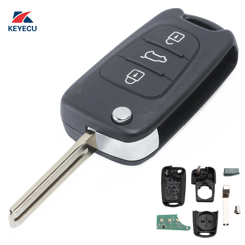 

KEYECU Replacement 3 Button Transmitter Remote Key Fob 434MHz With Chip 80 BIT 4D ID60 for Hyundai IX20 2012 -2014