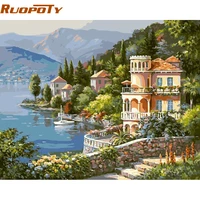 ruopoty frame castle diy painting by numbers kit hand painted oil painting wall art picture home decoration 40x50cm unique gift