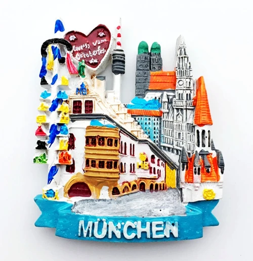 023 Munich City Hall и Marinplatz 3D магнит на холодильник, немецкие туристические сувениры, магнитные наклейки на холодильник, украшение для дома - Цвет: 023