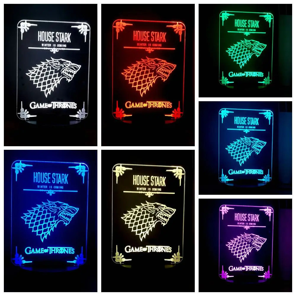 Игра престолов 3D визуальный лампа Железный Трон дом Sygil Кракен многоцветный USB