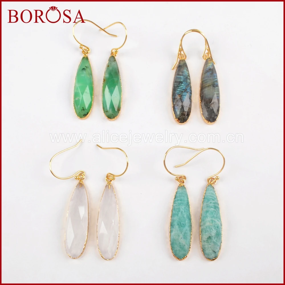 BOROSA 5 пар новая золотая цветная слезы белый кварц кристалл лабрадорит граненый