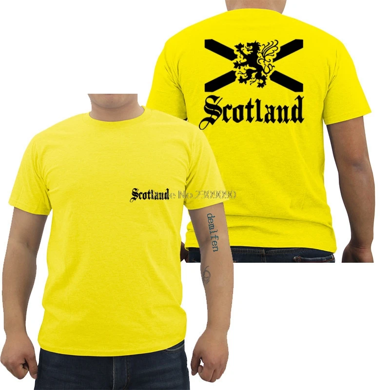 yellow Шотландский Флаг Шотландии Футболка мужская повседневная хлопковая футболка с коротким рукавом Повседневная мужская футболка хип-хоп футболки топы Харадзюку уличная одежда - Цвет: yellow