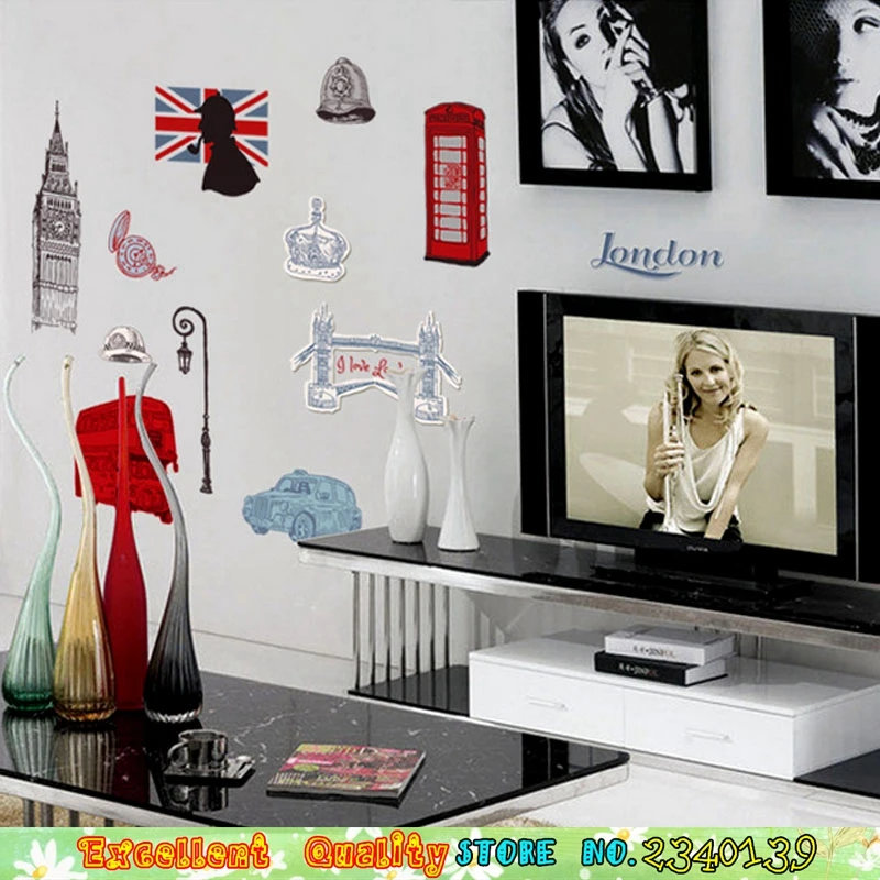 Классический Лондон-Сити Англия Стиль Росписи Искусства Стены Стикеры Большой