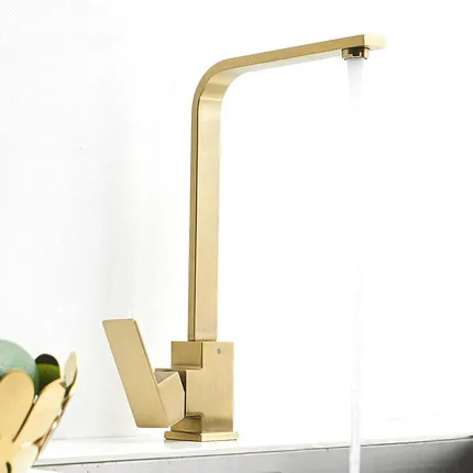kitchen faucet Набор аксессуаров для ванной комнаты, вешалка для полотенец, угловая полка, держатель для бумаги, кухонный смеситель, смеситель для раковины, кран, причесанный матовый золотой набор для ванной комнаты - Цвет: kitchen faucet