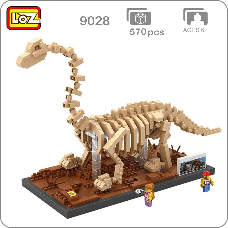 LOZ 9028 период Юрского периода Brachiosaurus Fossil скелет динозавра 3D модель DIY Nano
