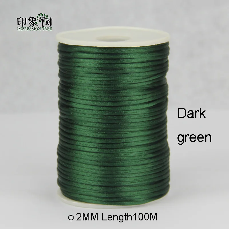 Dark green 100 м/рулон 2 мм нейлоновая нить китайский узел макраме браслет Плетеный шнурок DIY кисточки вышивка бисером Изготовление ювелирных изделий нить 484 - Цвет: Dark green