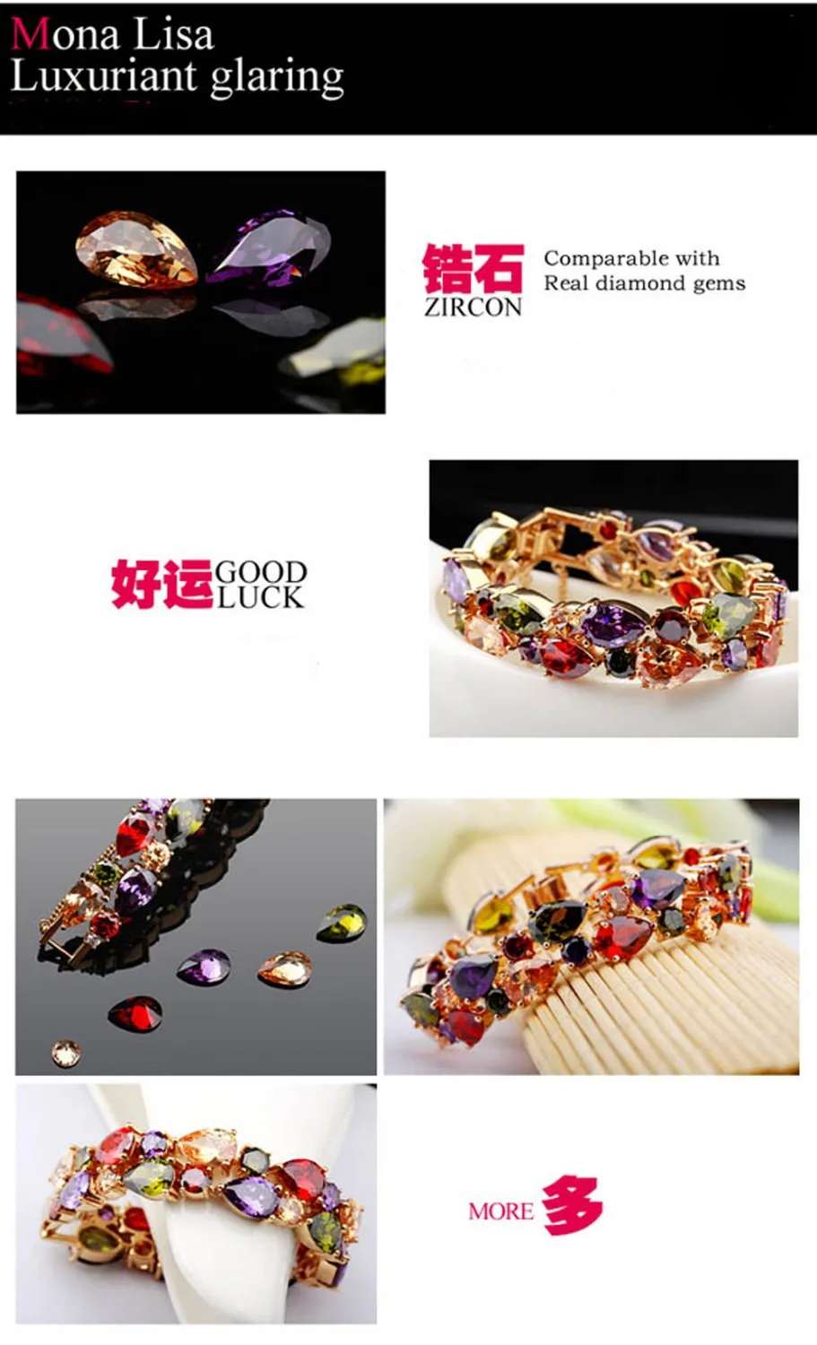 34 шт. Натуральный камень Morganitee перидот аметист браслет из розового золота 7