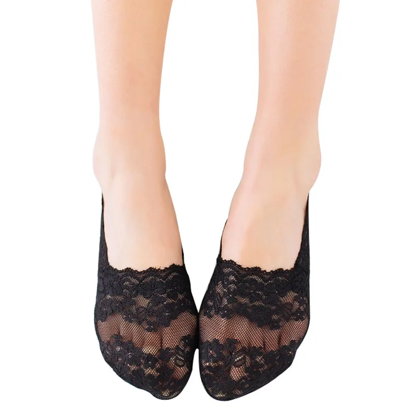 

5 Pairs Women Cotton Lace Antiskid Invisible Liner Socks Elastic Comfy Female Summer Spring Ankle Boat Low Cut Short Socks Meias