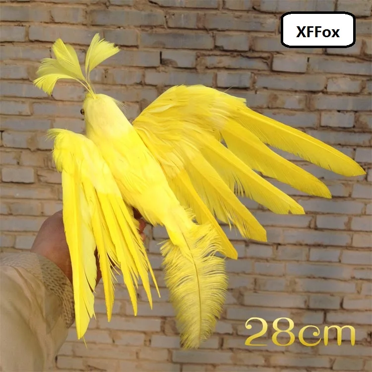 

new simulation yellow bird model foam&furs wings Phoenix bird doll gift about 28cm xf0544