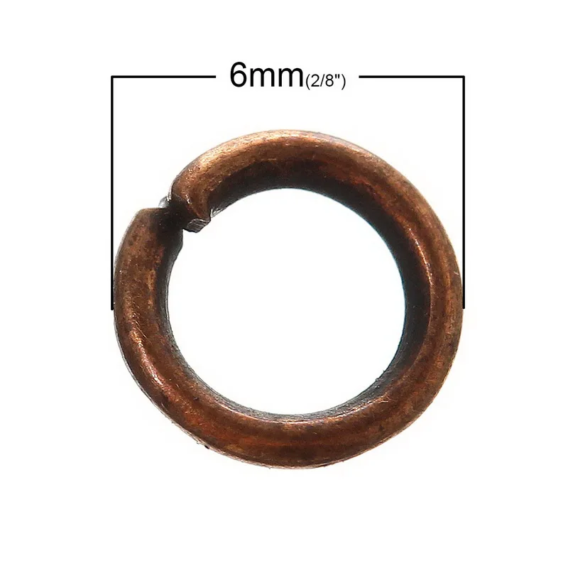 DoreenBeads Открытые Кольца из сплава Круглые античные медные кольца диаметр 6 мм (2/8