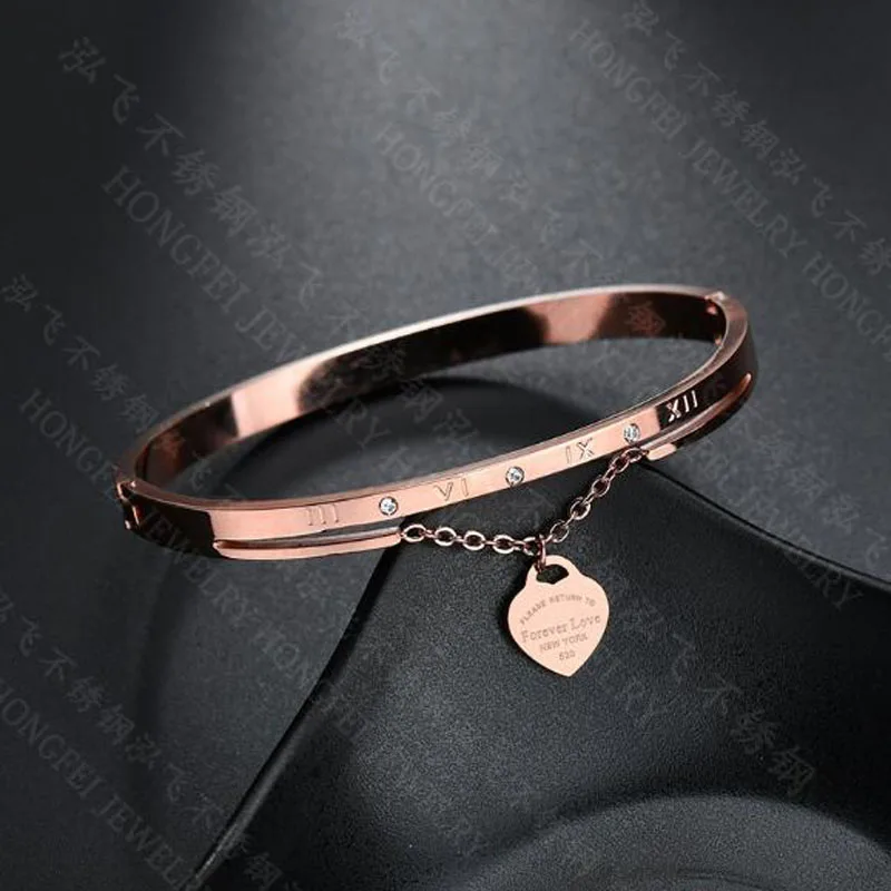 New Rome Digital Rose Golden Stainless Steel Bracelet Forever Love Hanging Hand Jewelry | Украшения и аксессуары
