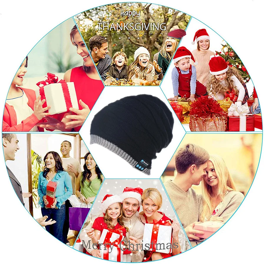 Bluetooth V4.2 Беспроводная стерео умная Beanie гарнитура музыкальные трикотажные