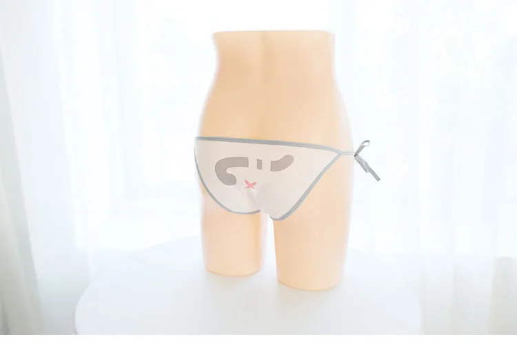 Kawaii, женские трусы на шнуровке с рисунком котенка из мультфильма, трусики с низкой посадкой и милым котиком, нижнее белье в стиле Лолиты для девушек, нижнее белье, треугольное нижнее белье